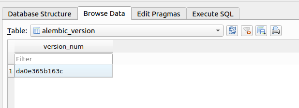 Alembic version table
